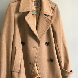 Gap Double-Breasted Peacoat in Camel, Fully Lined